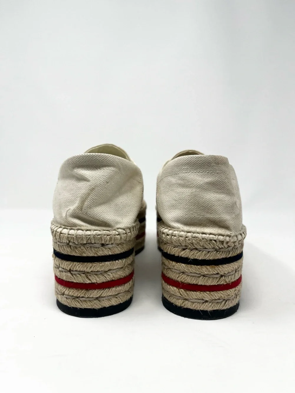 Gucci Vintage GG Logo Canvas Platform Espadrilles Espadrille Sneakers Ivory 39 9